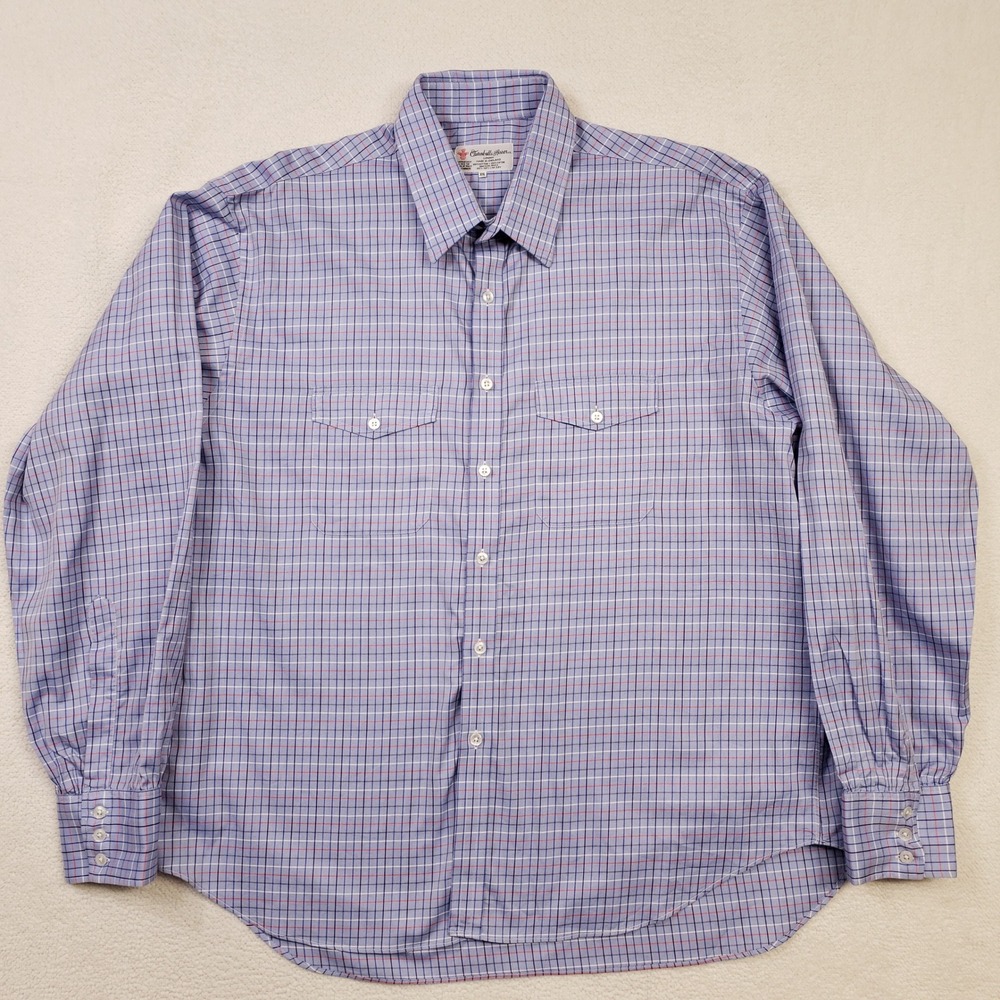 Turnbull and Asser Button Down Shirt Men XXL Blue Check Plaid Cotton England - Picture 2 of 8